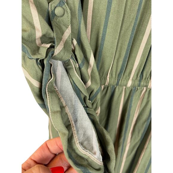 Torrid Plus Mini Challis Stripe Green High-Low Shirt Dress Size 22 - Picture 9 of 9